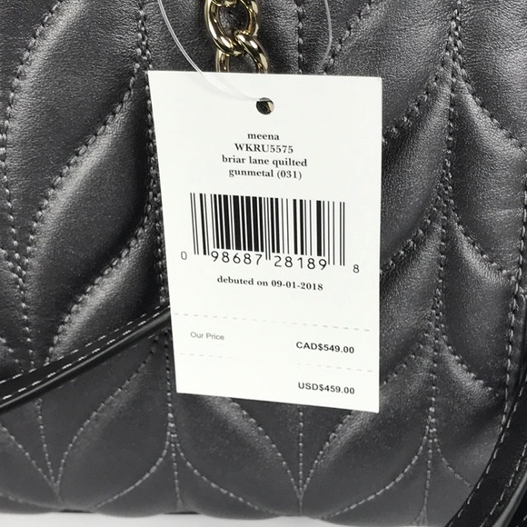 Kate Spade Meena Briar Lane Quilted Gunmetal - Picture 7 of 8